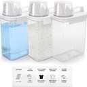 3 Pack Liquid Laundry Detergent Dispenser, 61 Oz Laundry Soap Containers with 15 Removable Labels, Clear Plastic Laundry Powder Dispenser Fabric Softener Holder for Laundry Room