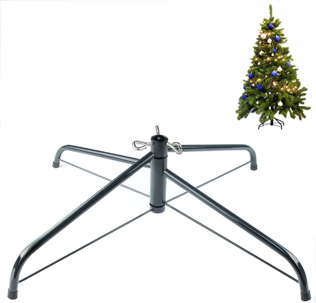 24 Inch Metal Christmas Tree Stand for 4 to 10ft Christmas Trees, Heavy Duty Folding Universal Artificial Christmas Tree Stand Replacement