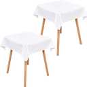 Wolkemer 2 Pack 36x36 Inch Small Square Tablecloth, Washable and Reusable Polyester Fabric Table Cloth, Solid White Table Cover for Nightstand, End Tables, Side Tables, Coffee Tabletop Decoration