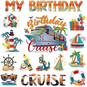 Dazoratix Birthday Cruise Door Decorations - 15 Pcs Retro Ship Cabin Anchor Magnetic Funny Sea Navigation Magnets Stickers Stateroom Refrigerator Decals for Summer Carnival Party Accessories Car Decor