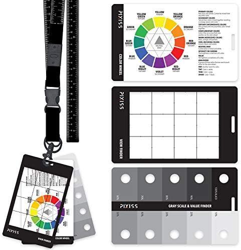 Grey Scale Value Finder, Color Wheel, Artists View Catcher Finder Viewfinder on Lanyard with Measuring Tape Tools for Artists Drawing