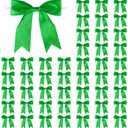 50 Pcs 5 Inches Twist Tie Satin Ribbon Bows Pretied Premade Craft Bows for Treat Bags Gift Wrapping Basket Wedding Baby Shower Brithday Christmas Party (Emerald Green)