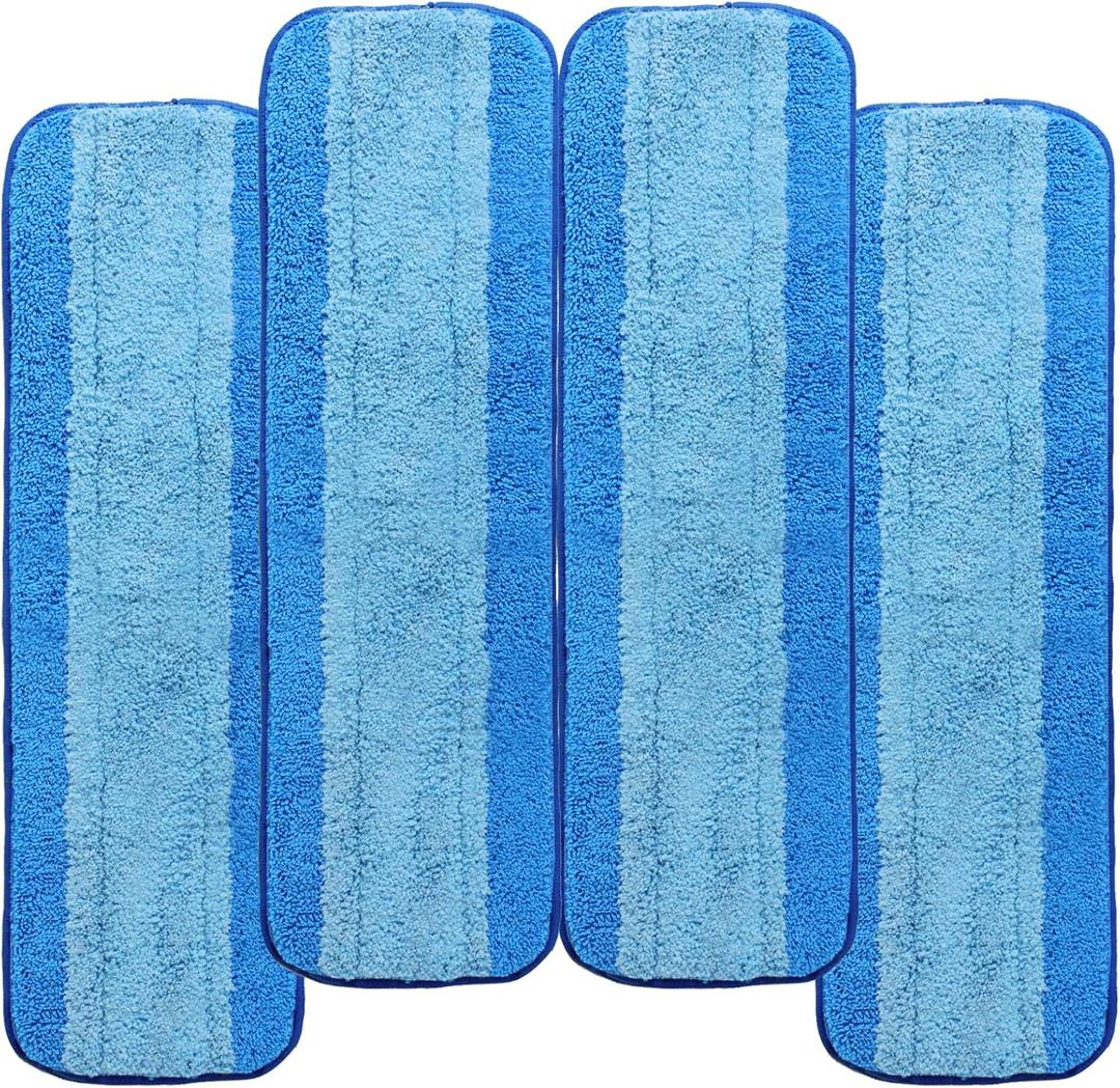 4 Pack Microfiber Cleaning Pads Compatible with Bona Mop, Reusable Microfiber Mop Pads for 18 Inch Mop, Hardwood Floor Replacement Cleaning Mop Pads, Machine Washes