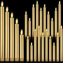 20 Pcs Flameless LED Taper Candles Battery Operated Taper Candles 5 Sizes of 6.5'', 7.7'', 8.8'', 10.0'', 11.2'' Flameless Candlesticks Flickering with 3D Flame for Wedding (Golden)