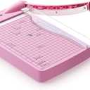 Firbon 12" Guillotine Paper Cutter, Heavy Duty 12-Sheet Capacity Trimmer for Cardstock, Photos, Scrapbooking, Office, Classroom, Studio (Pink)