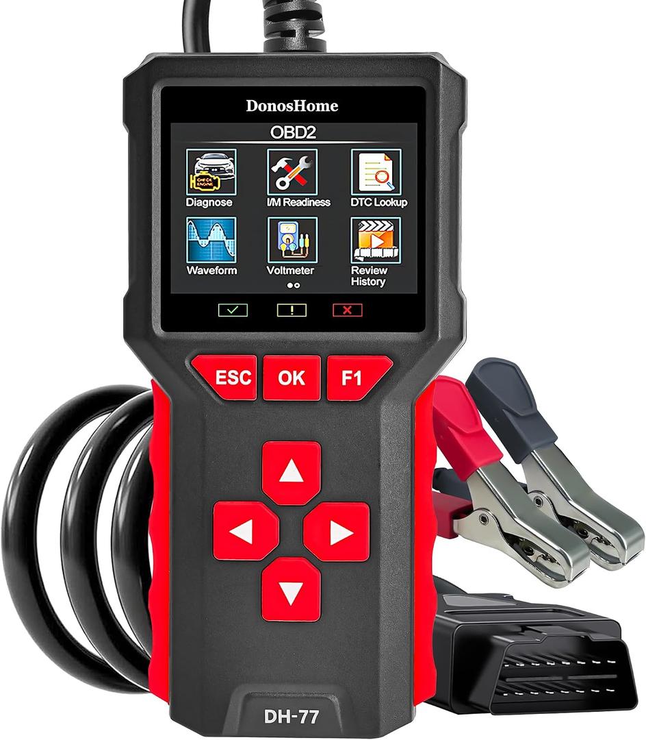 3.2" Big Screen 5 in 1 OBD2 Scanner+Battery Tester 5-36V 20-3300CCA >99.8% Accuracy Test OBD2/EOBD Diagnostic Tool Engine Code Reader EVAP Digital Diagnosis DTC for Car Motorcycle&Truck