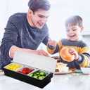 Ice Cooled Condiment Serving Container-3 Compartment Chilled Garnish Tray Bar Caddy with Hinged Lid (3 Compartments)