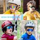 2 x Kids Sunglasses,Youth Baseball Glasses for Boys Girls Age 6-14,Sports UV Protection Goggles