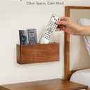 Wooden Remote Control Holder Wall Mount, TV Remote Organizer with Adjustable Dividers for 34 Remotes, Adhesive or Screw Install for Bed, Wall, Couch & Table