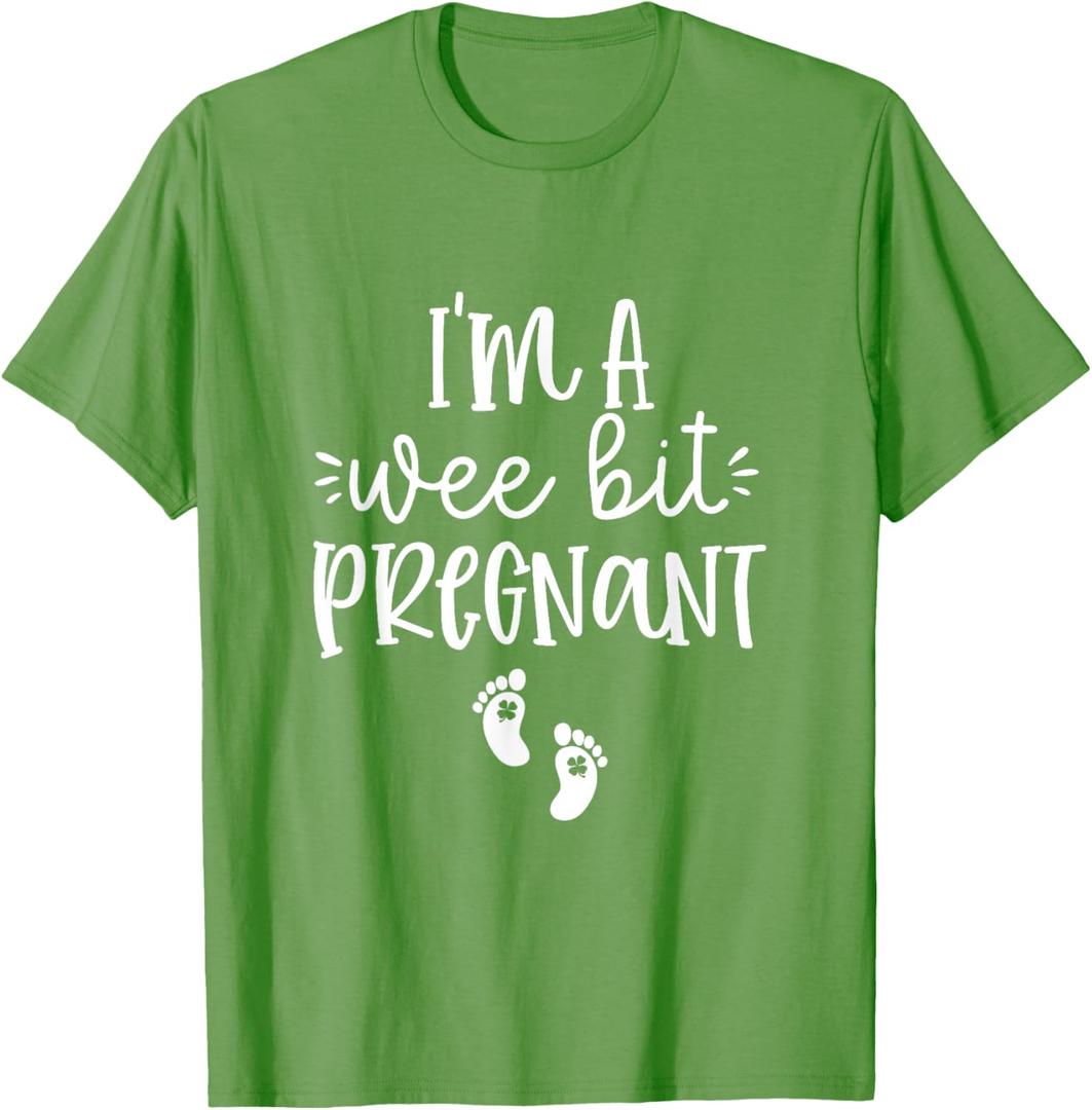 I'm A Wee Bit Pregnant Irish St Patricks Pregnancy Reveal T-Shirt, 2XL