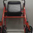 Drive Medical Rollator Walker with Seat - Stable Mobility Support - Height Adjustable - Durable Steel Frame Construction - Smooth 7.5" Wheels - Foldable Frame - 350 Lb Limit - Red