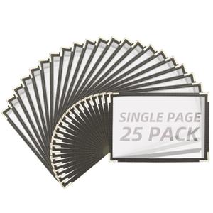 CYEAH 25 Pcs Cafe Style Menu Cover, Single Page 2 View Transparent Restaurant Menu Covers, Restaurant Menu Cover Fits 5.5" x 8.5" Paper, Menu Holder for Bar Cafe Restaurant Book Black Folder