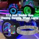 4pcs 17.5 inch Double Row Wheel Lights for Truck/Car/ATV/UTV, Dancing Chasing Color, LED Rim Wheel Ring Lights W/Turn Signal and Braking Function Controlled by Remote and App