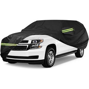 210D Waterproof Car Cover for 2007-2023 Chevy Suburban/GMC Yukon XL/Cadillac Escalade ESV, All Weather 210D Windproof Car Covers with Door Zipper Up to 226” L, for Sun Rain UV Protection