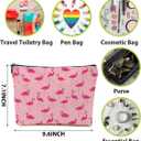 4Pcs Flamingo Gifts Makeup Bag, Flamingo Bird Animal Lover Gifts for Women Mom Coworker Friends, Pink Flamingos Stuff Summer Cosmetic Bag Toiletry Pouch with Zipper Birthday Halloween Christmas Gift (Multicolor 1226)