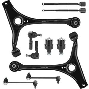 Front Lower Control Arm + Ball Joint for Ford Taurus 3.0L 1998-2007, Mercury Sable 1998-2005, Sway Bae + Tie Rod, Left & Right, 10Pcs Suspension Kit K80411 K80412 K8687 ES3349 EV398 K8734 K8735