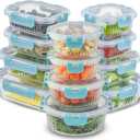 JoyJolt 24pc Borosilicate Glass Storage Containers with Lids | 12 Airtight/Freezer Safe Food Storage Containers for Pantry and Kitchen | Meal Prep Container for Lunch | Glass Tupperware Set (Blue)