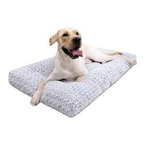 KSIIA Washable Dog Bed Deluxe Plush Dog Crate Beds Comfy Kennel Pad AntiSlip Pet Sleeping Mat for Large, Jumbo, Medium, Small Dogs Breeds, 17" x 12", Gray