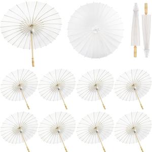 HOOMUU 12 Pcs Parasol Umbrella 33 Inches Paper Umbrellas for Wedding Chinese Japanese Umbrellas DIY Oiled Painting Craft Decorative for Party Decor Outdoor Photography Props, 12 Pack