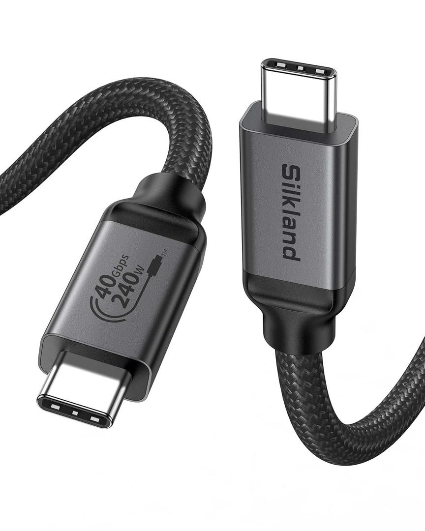 Silkland USB C to USB C Cable 240W, 40Gbps USB 4 Cable [USB-IF Certified] for Thunderbolt 4, 8K/Dual 4K USB C Video Cable Compatible for MacBook, Mac mini, iPhone 17/16, SSD, Monitor, 3.3FT