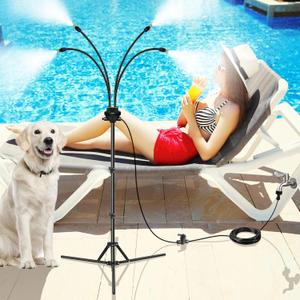Standing Misters for Outside Patio, Adjustable Height 5.3 FT Stand Misting System for Cooling Outdoor, Portable Stand Mister for Water Mist Playing, Patio Cooling, Backyard, Porch (Black)
