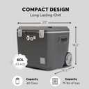 DA Ultra-Light 60 QT Hard Cooler with Wheels and Telescopic Handle, 30% Lighter Than Rotomolded Coolers, Keeps Cold Up to 5 Days, Ice Chest for Camping, Tailgating, Beach
