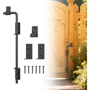 18" Heavy Duty Cane Bolts for Gates with Upgraded Square Hardware Gate Drop Rod with Black Finish for Wood PVC Vinyl Fences Gates, Double Doors-1 Pack