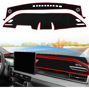 Dash Cover for Toyota RAV4 Accessories 2026 Dashboard Cover Mat Non-Slip Center Console Protector Mat Sunshade Carpet Cover Pad Custom Fit, Red Trim