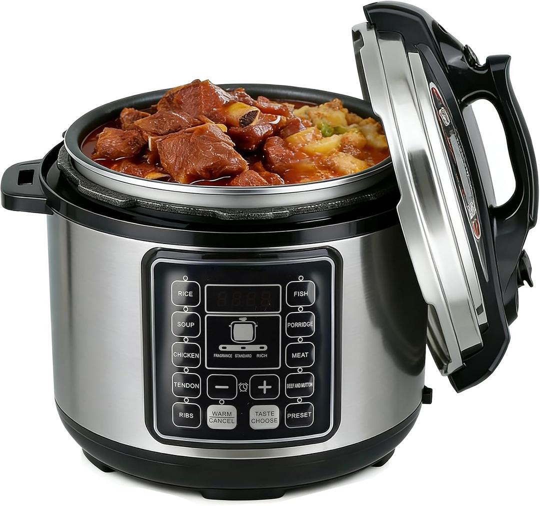 10 in 1 Electric Pressure Cooker with 24-Hour Reservation Function, 6L, Slow Cooker, Rice Cooker, Wok, Cake, Yogurt, Make Cooking Easier (Black)