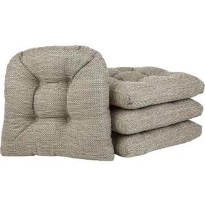 Klear Vu Gripper Overstuffed Universal Non-Slip Dining Chair Cushions for Kitchen Decor or Office Use, U-Shaped Skid-Proof Seat Pad, 15x15 Inches, 4 Count (Pack of 1), Waffle Natural