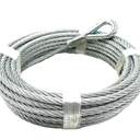 3/8", 7x19, Galvanized Steel Winch Cable (50 ft with Thimble Eye)