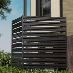 Metal Privacy Fence Panels for Outside, 42" H x 38" W (2 Panels) Air Conditioner Fences, Pool Equipment Enclosure Trash Can Fence, No Dig Privacy Screen Fencing for Outdoor, Black