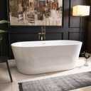 59" Acrylic Freestanding Bathtub, Free Standing Tub, Stand Alone Tub, Soaking Tub with Integrated Overflow and Drain, cUPC Certified, Gloss White
