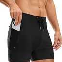 G Gradual Men's Swimsuit Trunks with Zipper Pockets Quick Dry Swimwear Bathing Suit Swim Briefs Board Shorts for Men(Black,M)
