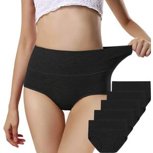 ANNYISON Womens Underwear, Soft Cotton High Waist Breathable Solid Color Briefs Panties for Women (Small, 5 Pack in 5 Black Colors)