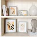 KINLINK 5x7 Picture Frame Light Grey Set of 4, Wooden Photo Frames Matted 4x6 with Plexiglass for 4x6 with Mat or 5x7 without Mat for Table and Wall Display
