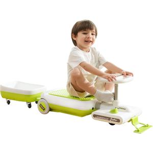 12V Electric Ride-On Car for Kids with Cleaning Fun | Go Kart | 3 in 1 Kids Electric Vehicle | Detachable Cleaner & LED Lights, Safe Toy for Ages 3-8, Indoor/Outdoor Use Safe & Educational Gift (Green)