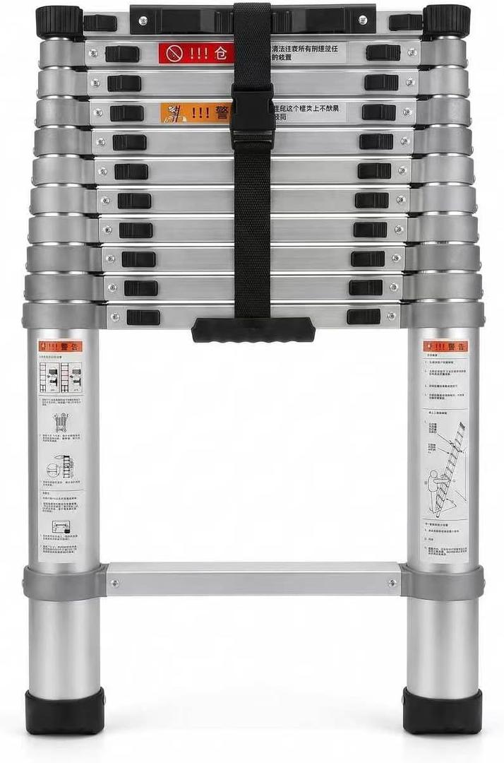 Telescoping Ladder 14 FT, Aluminum Lightweight Extension Ladder Up to 330lbs
