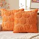 MIULEE Fall Throw Pillow Covers 20x20 Set of 2 Autumn Decorations Orange Pumpkin Accent Pillowcase for Outdoor Porch Sofa Couch Bed Living Room Plush Faux Fur Halloween Farmhouse Home Decor