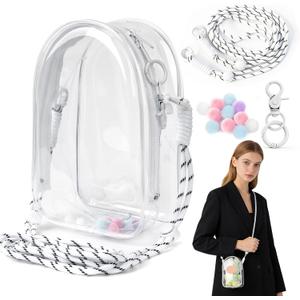 Protective Case for Plush Doll, Clear Hanging Display Cases for 17/15cm Plush DollCrossbody Doll Storage Bag for Collectibles Building Block Storage BagTransparent7.5 x 4.7 x 2.75 in