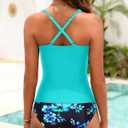 Yonique Tankini Swimsuits for Women Tummy Control Bathing Suits Two Piece Tankini Tops with Bikini Bottoms Twist Swimwear (Blue) 18 Plus