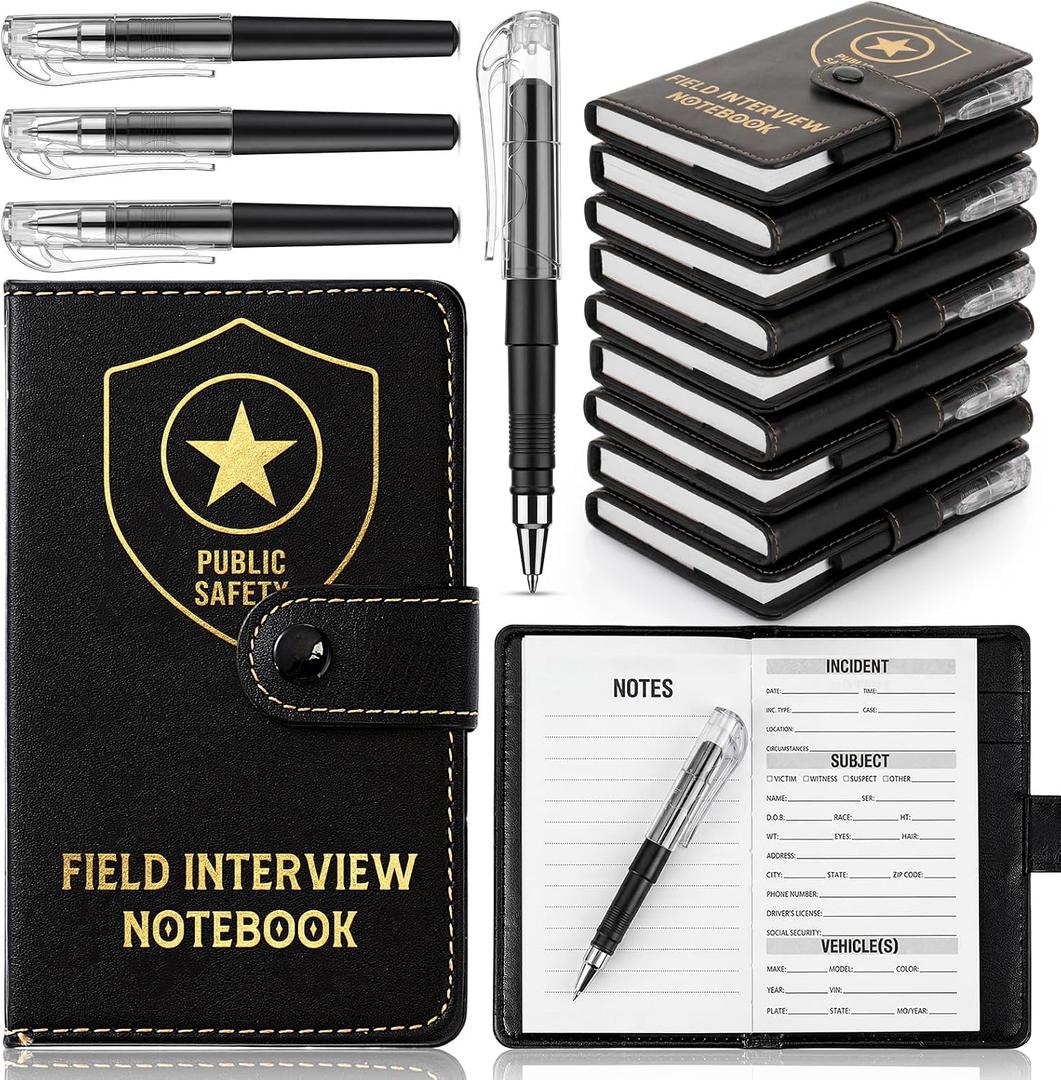 Ctosree 40 Pcs Police Appreciation Gifts Public Safety Field Interview Notebooks with Ballpoint Pen Police Academy Graduation Gifts for Law Enforcement Polices Officer Security Personnel (Black)