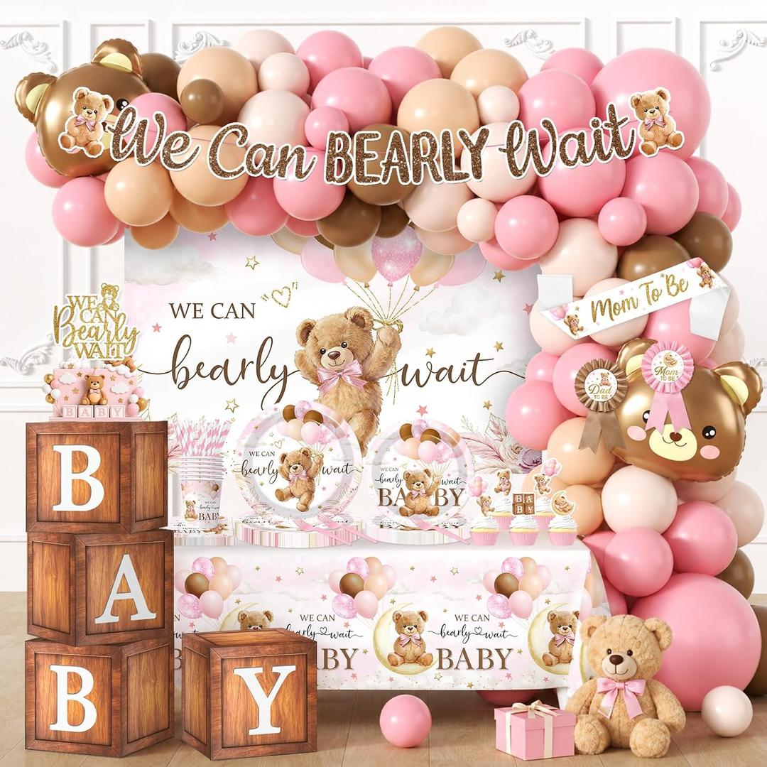 Pink Bear Baby Shower Decorations for Girl Bear Bear Theme Party Supplies