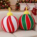 Yookeer 2 Pcs Christmas Ball Pillow 9.84 Inch Xmas Round Throw Pillow Red Velvet Bell Christmas Decor Cushion Holiday Couch Bell Pillows Xmas Gift for Couch Chair Bed Bedroom Living Room Decoration