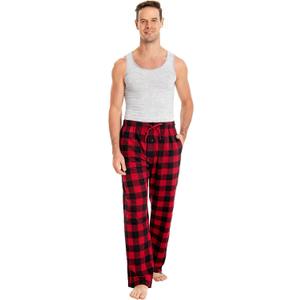 Men's Plaid Cotton Loungewear Pyjama Pants Flannel/Nightwaer PJ Bottoms with Pockets and Button Fly，Size Small