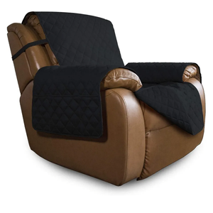 Oversized Recliner Chair Slipcover Reversible Sofa Cover Water Resistant Couch Cover Furniture Protector with Elastic Straps for Pets Dog (Oversized Recliner, Black/Black)