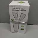 2 x Freshmage 16oz Double Walled Insulated Tumblers (4 Pack), Tumbler Cups Keep Drinks Cold & Hot, Crystal Clear Reusable Plastic Cups, BPA-Free Plastic Drinking Glasses, Dishwasher Safe