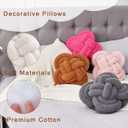 Xiashrk Knot Pillow, 12" Soft Decorative Throw Pillows for Couch Bed, Gray Pink Knotted Plush Throw Pillow Handmade Square Cushion Home Decor Pillows (Ivory White, 12 Inches X12 Inches)