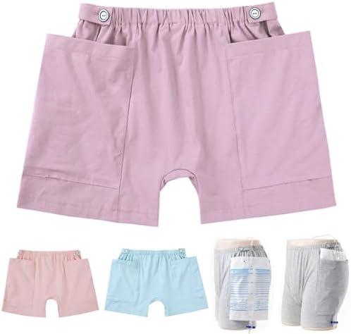 AUSTYLCO Nephrostomy Bag Underwear for Women Dual Side Pockets Urine Bag Pants for Abdominal Surgeries Patient, L