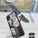 Compatible for Samsung Galaxy S23 Case Cute with Strap Stand Finger Kickstand, Designer Cool Silicone Cases Funda Cover - Red Rose Peony Floral